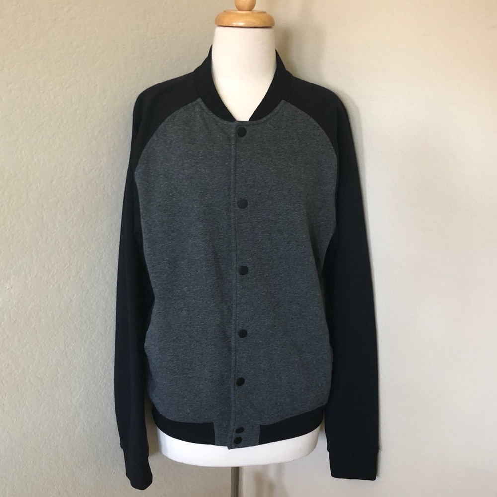 Black & Gray Varsity Bomber Jacket H&M Men Medium